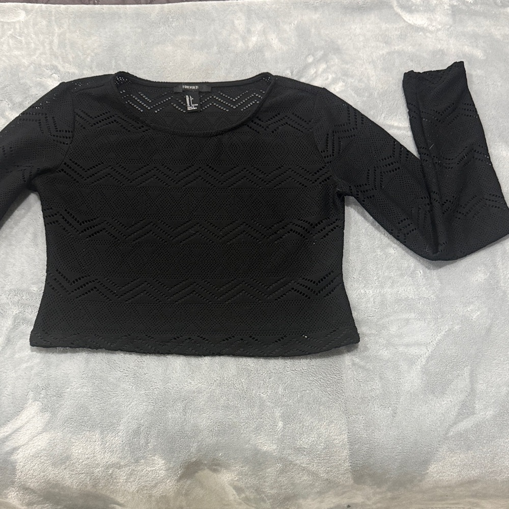 Forever 21 Black Chevron Long Sleeve Top